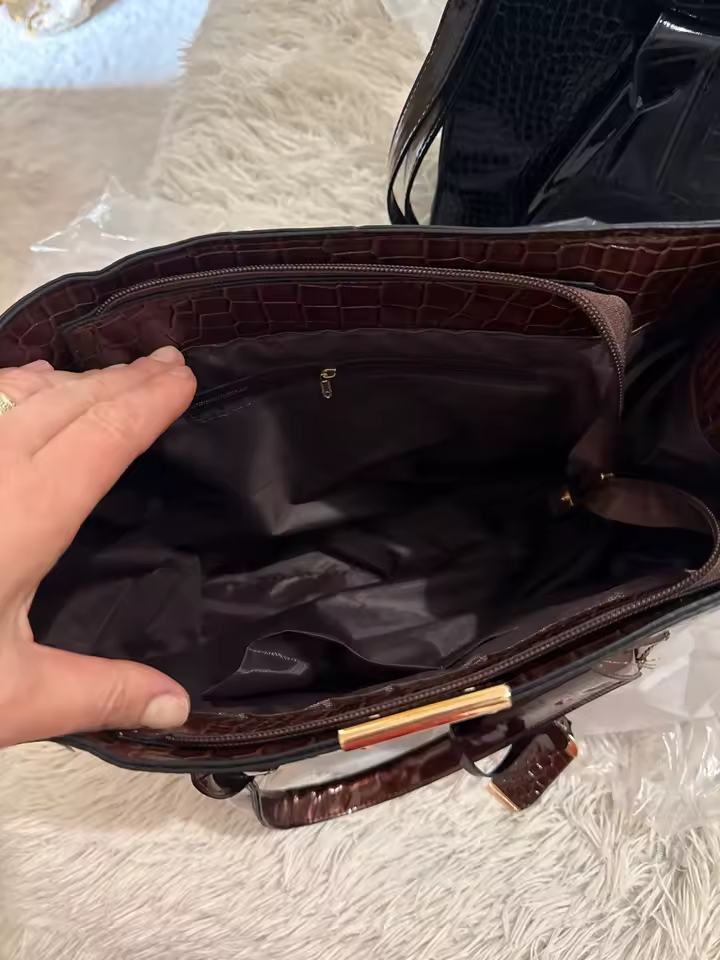 Luxus Vintage Frauen Krokodil Muster Handtasche Große Kapazität Business Tasche